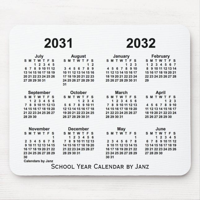 2031-2032 års vitbokskalender från Janz Musmatta (Framsidan)