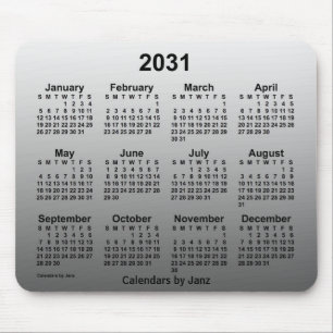 2031 års kalender i vitt från Janz Musmatta