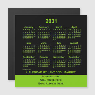 2031 års Neon Gult Grönt Business Calendar från Ja