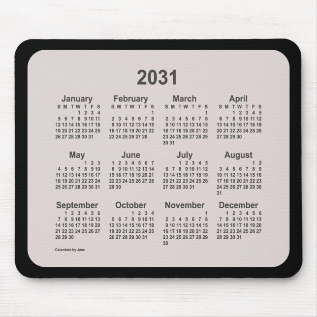 2031 La Boca on Black Calendar av Janz Two Tone Musmatta (Framsidan)