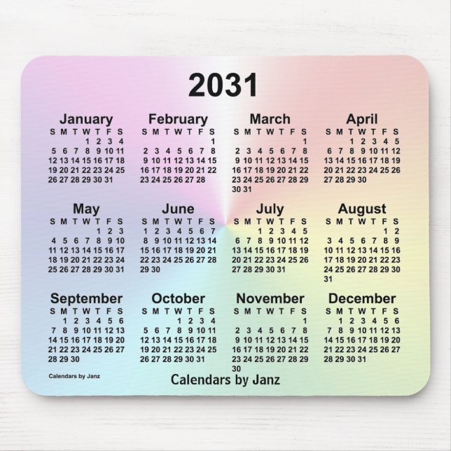 2031 Rainbow Cloud Calendar av Janz Musmatta (Framsidan)