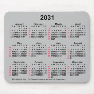 2031 Silver 52 veckor ISO Calendar av Janz Musmatta