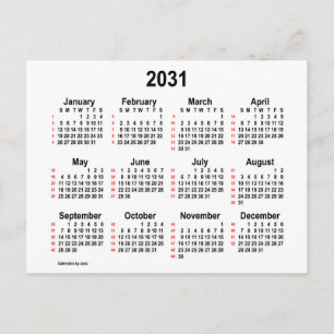 2031 Vit 52-veckors mini-kalender av Janz Vykort