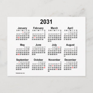 2031 Vit Mini Holiday-kalender av Janz Vykort