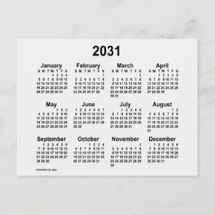 2031 Vit Rökg Mini Kalender av Janz Vykort