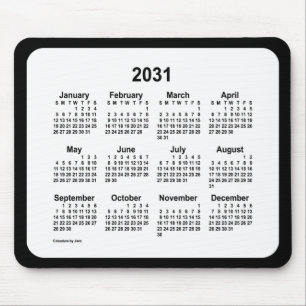 2031 White on Black Calendar av Janz Two Tone Musmatta