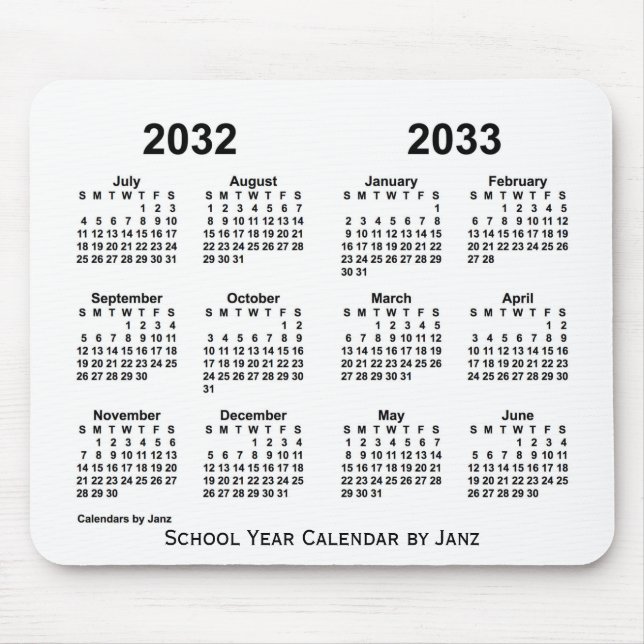 2032-2033 års vitbokskalender från Janz Musmatta (Framsidan)