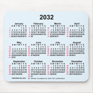 2032 Alice Blue 52 veckor ISO Calendar av Janz Musmatta