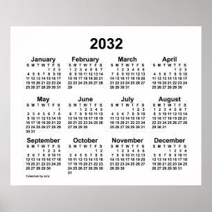 2032 års vitkalender från Janz Print Poster