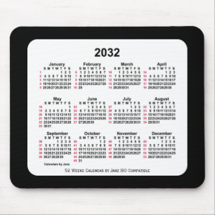 2032 Black 52 Weeks ISO Calendar av Janz Two Tone Musmatta