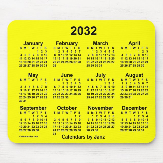 2032-Gultens kalender av Janz Mouse Pad Musmatta (Framsidan)