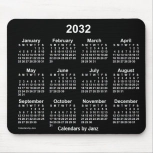 2032 Neon White Calendar av Janz Mouse Pad Musmatta