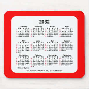2032 Red 52 Weeks ISO Calendar av Janz Two Tone Musmatta