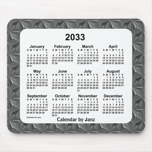 2033 års kalender för svarta diamanter från Janz Musmatta (Framsidan)