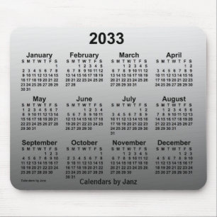 2033 års kalender i vitt från Janz Musmatta