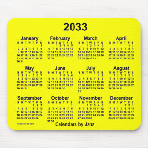 2033-Gultens kalender av Janz Mouse Pad Musmatta