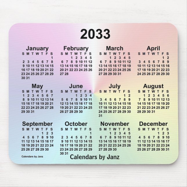 2033 Rainbow Cloud Calendar av Janz Musmatta (Framsidan)