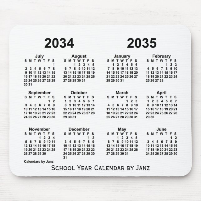 2034-2035 års vitbokskalender från Janz Musmatta (Framsidan)