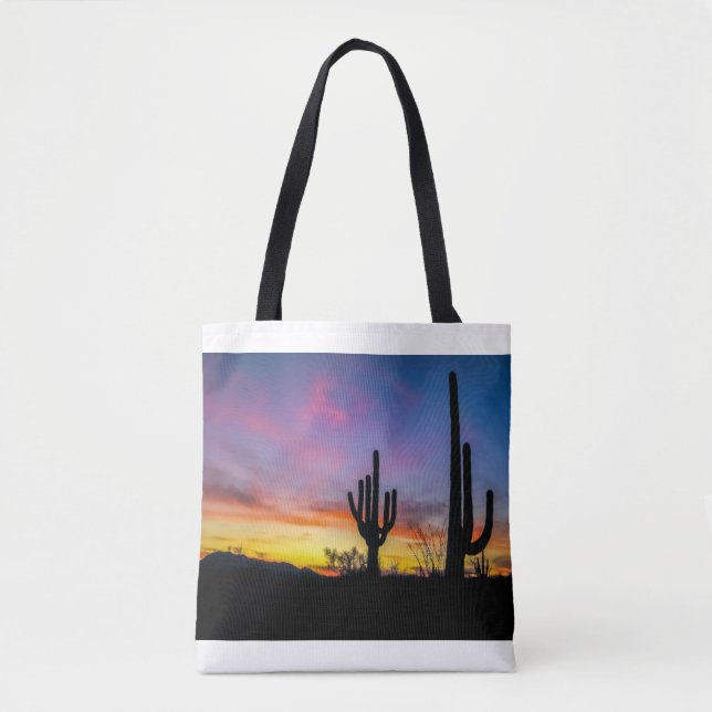 2034-2-Arizona Desert at Sunset with Cactus Tygkasse (Framsida)