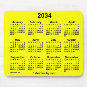 2034-Gultens kalender av Janz Mouse Pad Musmatta