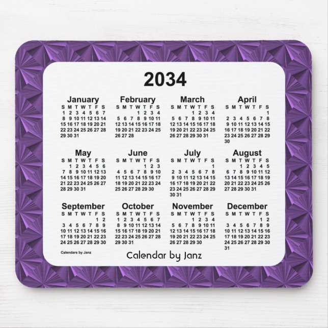 2034 Lila Diamonds Calendar av Janz Musmatta (Framsidan)