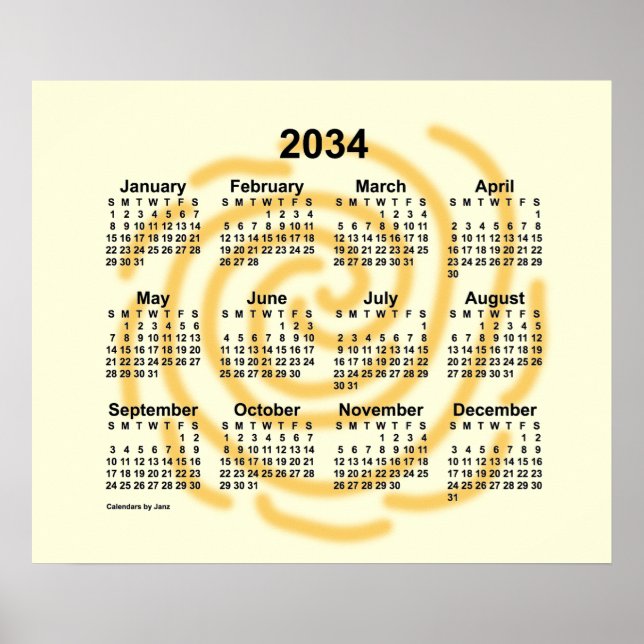 2034 Sunnumkalender från Janz Poster (Framsidan)