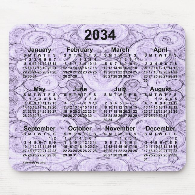 2034 Tiny Bubbles Lila Calendar av Janz Musmatta (Framsidan)