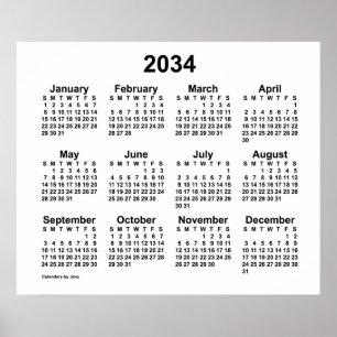 2034 Vit kalender av Janz Print Poster