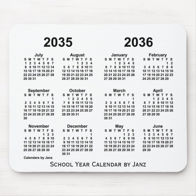 2035-2036 års vitbokskalender från Janz Musmatta (Framsidan)