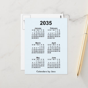 2035 Alice Blue 6 månaders mini-kalender av Janz Vykort