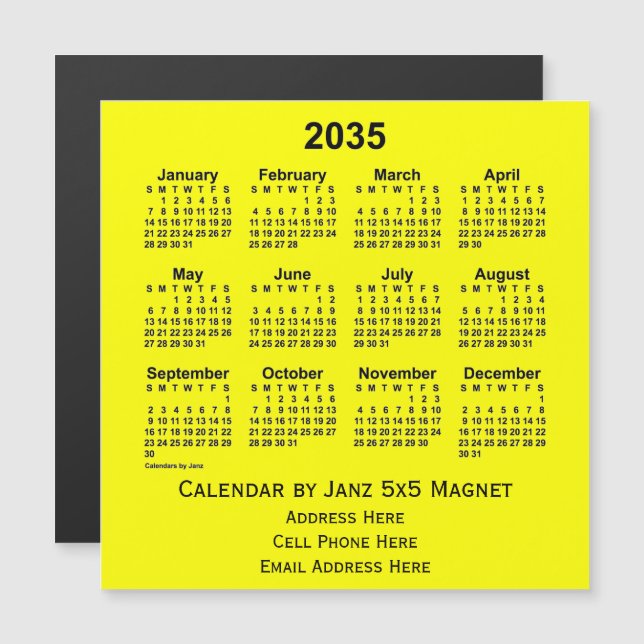 2035 års Gult - affärskalender från Janz (Fram/baksida)