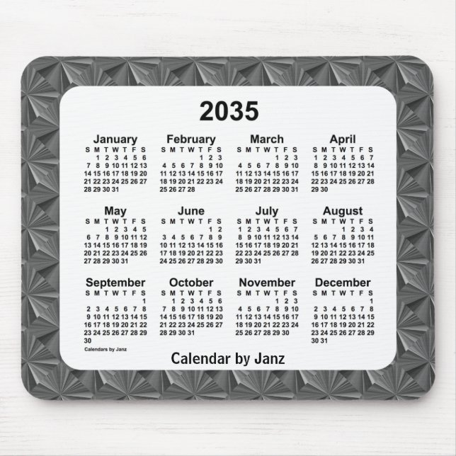 2035 års kalender för svarta diamanter från Janz Musmatta (Framsidan)