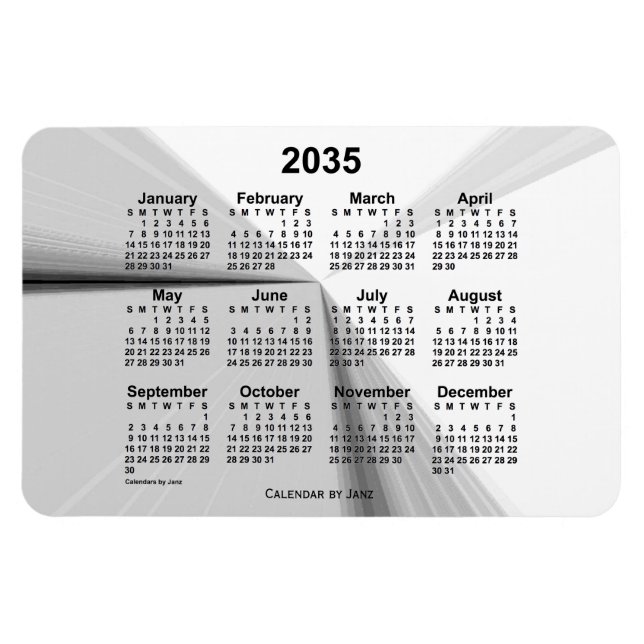 2035 Avstötande rökkalender från Janz 4x6 Magnet (Horisontell)