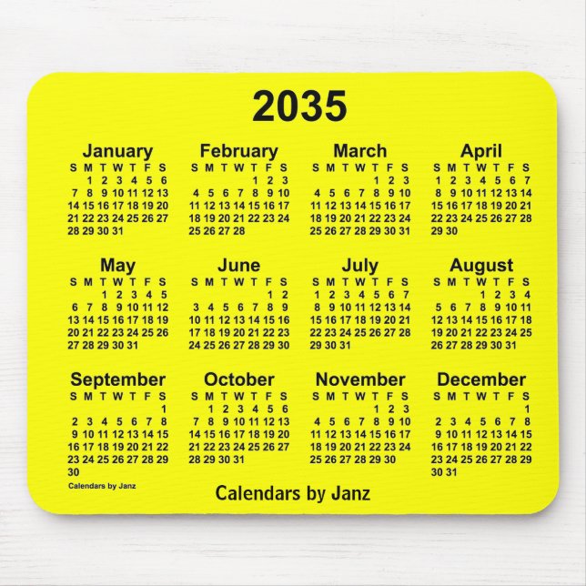 2035-Gultens kalender av Janz Mouse Pad Musmatta (Framsidan)
