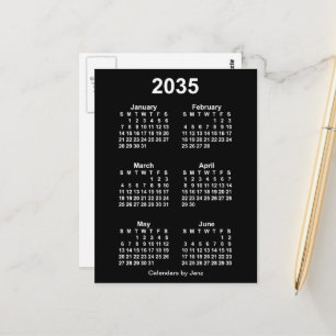 2035 Neon Vit 6 Månaders Mini Kalender av Janz Vykort