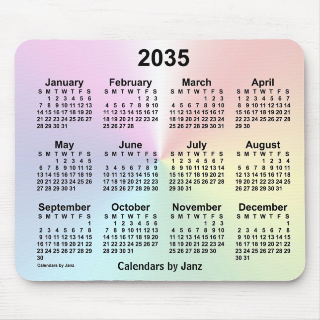 2035 Rainbow Cloud Calendar av Janz Musmatta (Framsidan)