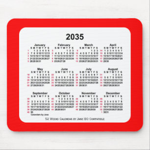 2035 Red 52 Weeks ISO Calendar av Janz Two Tone Musmatta