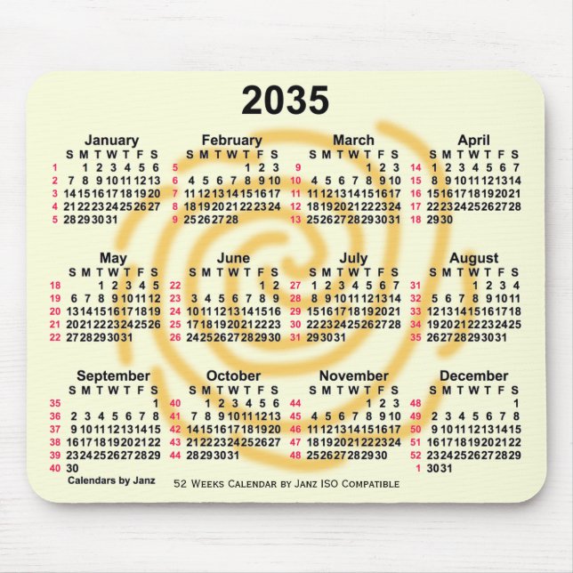 2035 Sunny Days 52 veckor ISO Calendar av Janz Musmatta (Framsidan)