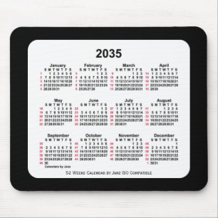 2035 svart 52 veckors ISO-kalender av Janz Two Ton Musmatta