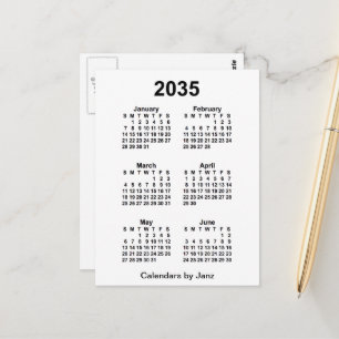 2035 Vit 6 månaders mini-kalender av Janz Vykort