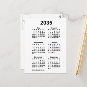 2035 Vit 6 månaders mini-kalender av Janz Vykort