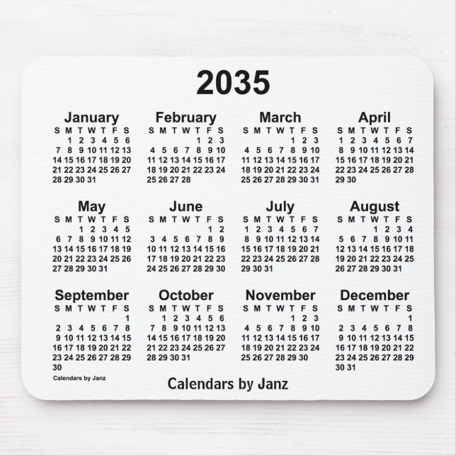 2035 Vit kalender av Janz Musmatta (Framsidan)