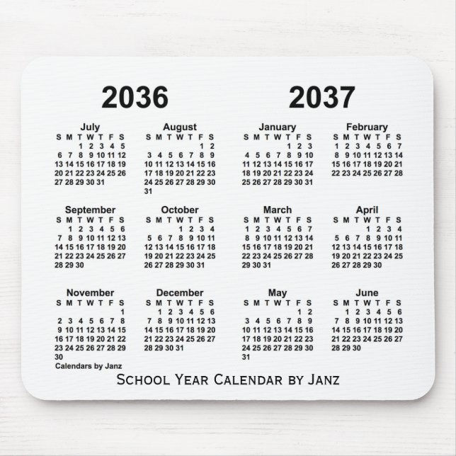 2036-2037 års vitbokskalender från Janz Musmatta (Framsidan)