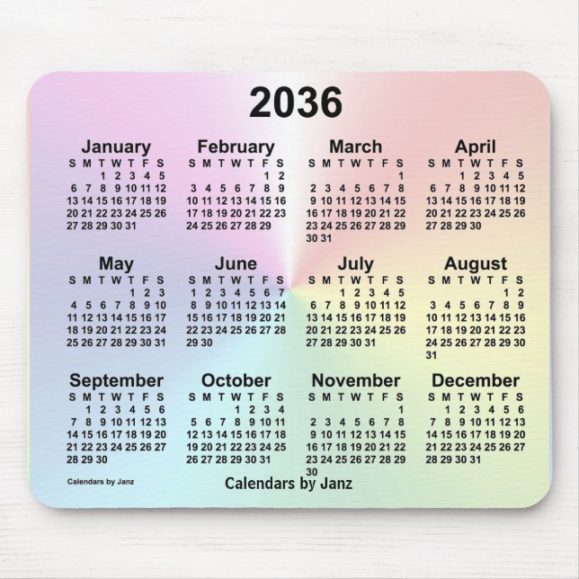 2036 Rainbow Cloud Calendar av Janz Musmatta (Framsidan)
