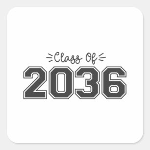 2036 tjänsteår, klass 2036 Studenten Fyrkantigt Klistermärke