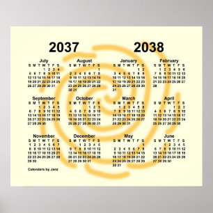 2037-2038 Skolårskalender i sunt dag i Janz Poster