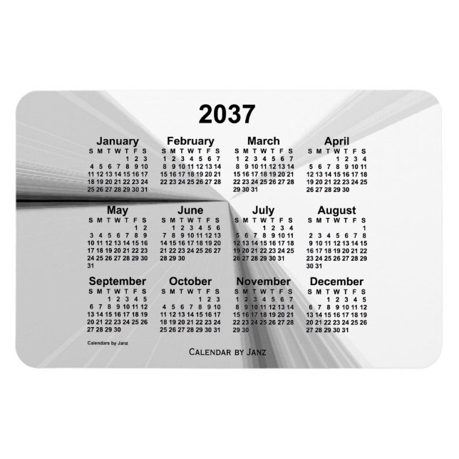 2037 Avvandrande rökkalender från Janz 4x6 Magnet (Horisontell)