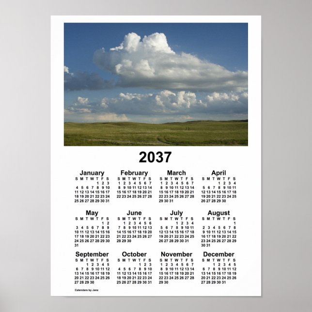 2037 Nebraska Sandhills kalender från Janz Poster (Framsidan)