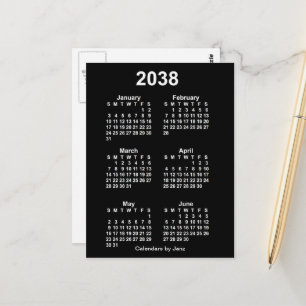 2038 Neon Vit 6 Månaders Mini Kalender av Janz Vykort