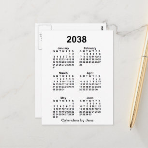 2038 Vit 6 månaders mini-kalender av Janz Vykort